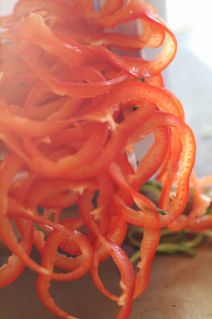 Rainbow Cashew Zoodles with Sesame Grilled Chicken