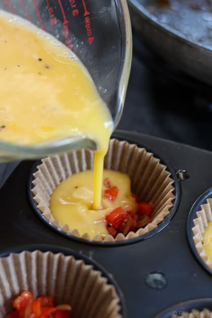 These super easy egg muffins are grain free, and a great way to have a hot, quick and protein packed breakfast on a busy morning!