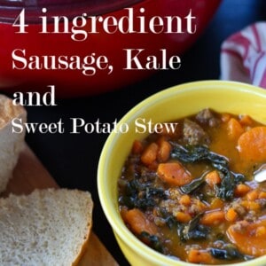 Easy 4 ingredient Sausage, Kale and Sweet Potato Stew
