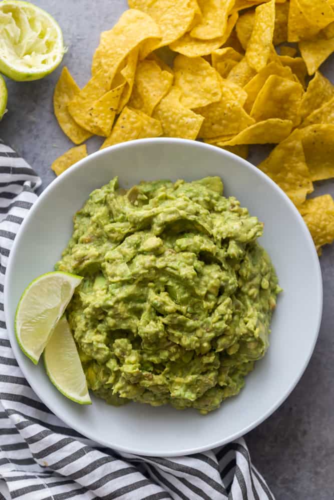 photo of guacamole in a white bowl