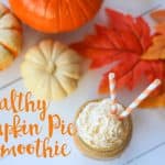 This healthy smoothie has all the pumpkin spice flavor you crave, but is made with healthy ingredients. No refined sugar, sweetened with maple syrup.
