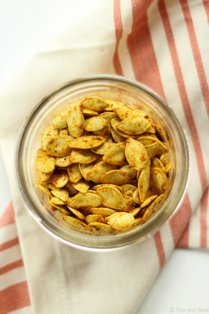 This healthy snack is so quick and easy. The seeds roast up to be so crispy and crunchy - Love it!