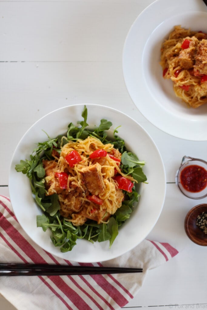 Spicy Peanut Tofu and Spaghetti Squash from Fox and Briar