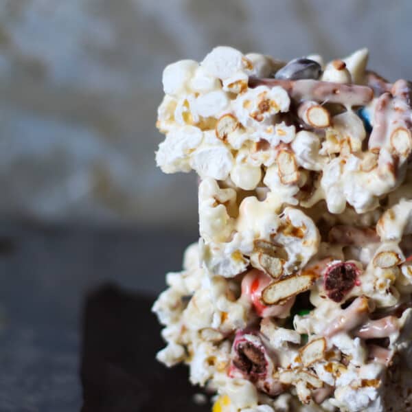 Marshmallow popcorn bars that are stuffed with treats. Plus I made you a playlist!