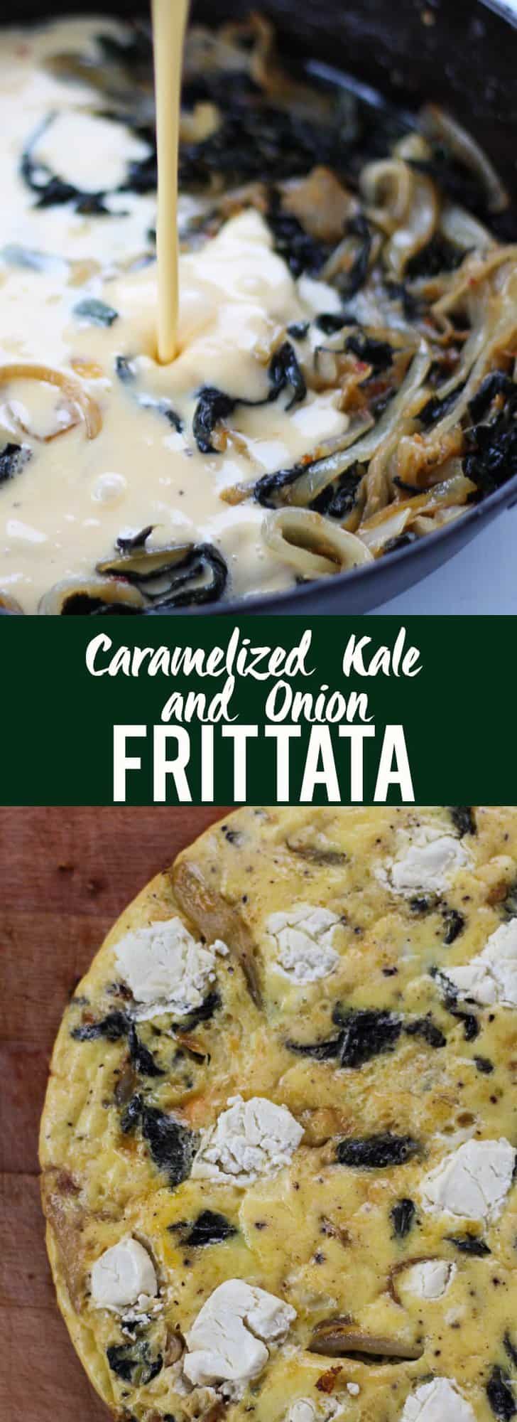 This Caramelized Kale and Onion Frittata is perfect for brunch or an easy weeknight meal!