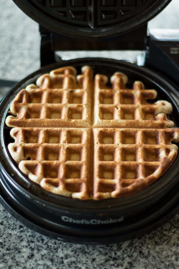 These apple cider waffles are sweet, and tangy with a hint of spice, perfect for fall mornings.