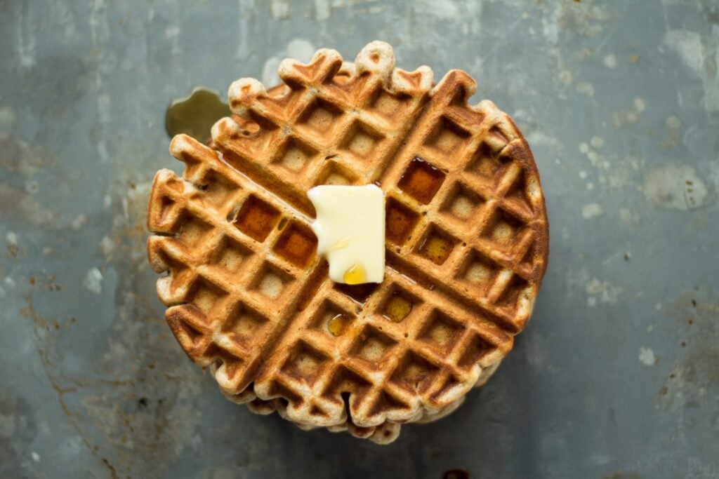 These apple cider waffles are sweet, and tangy with a hint of spice, perfect for fall mornings.