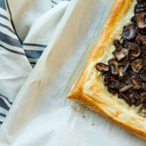 This savory mushroom and gruyere tart would make and easy and elegant appetizer or light meatless dinner.