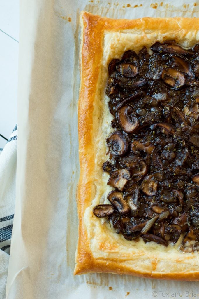 This savory mushroom and gruyere tart would make and easy and elegant appetizer or light meatless dinner.