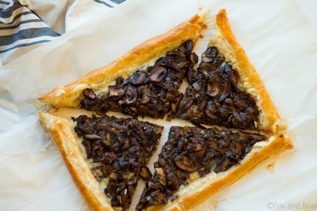 This savory mushroom and gruyere tart would make an easy and elegant appetizer or light meatless dinner. 