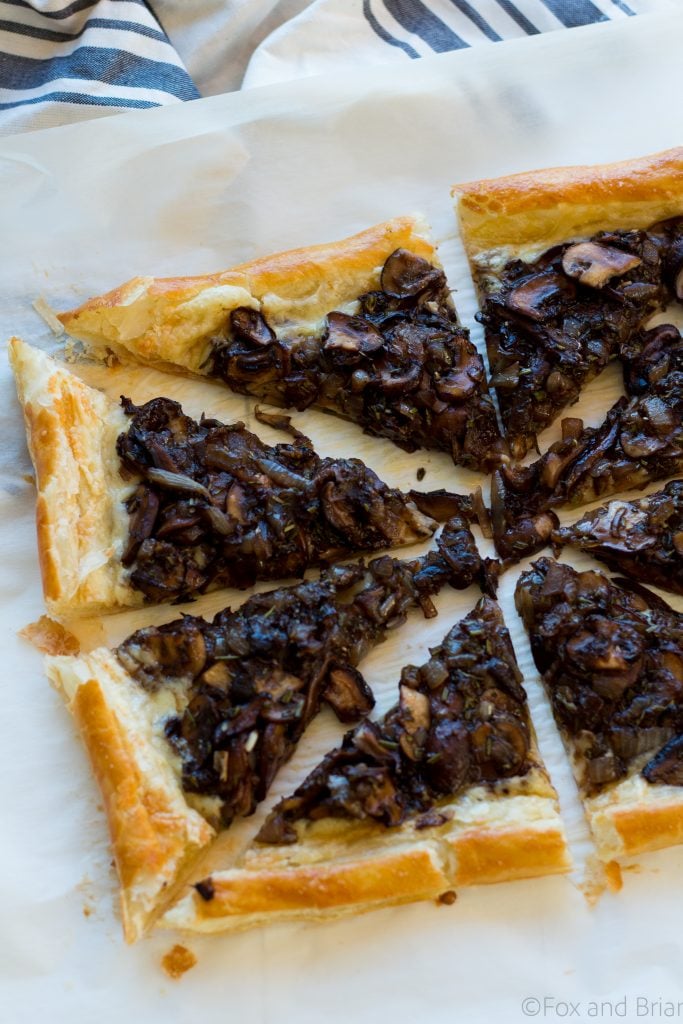 This savory mushroom and gruyere tart would make an easy and elegant appetizer or light meatless dinner. 