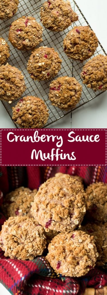 Looking for a way to use up your leftover cranberry sauce? These Leftover Cranberry Sauce Muffins are just the thing! Hints of orange zest, tart cranberries and a brown sugar crumble topping will make these the perfect breakfast the day after Thanksgiving! |Cranberry orange muffins | Leftover cranberry sauce recipes | strudel topping for muffins | thanksgiving leftover recipes