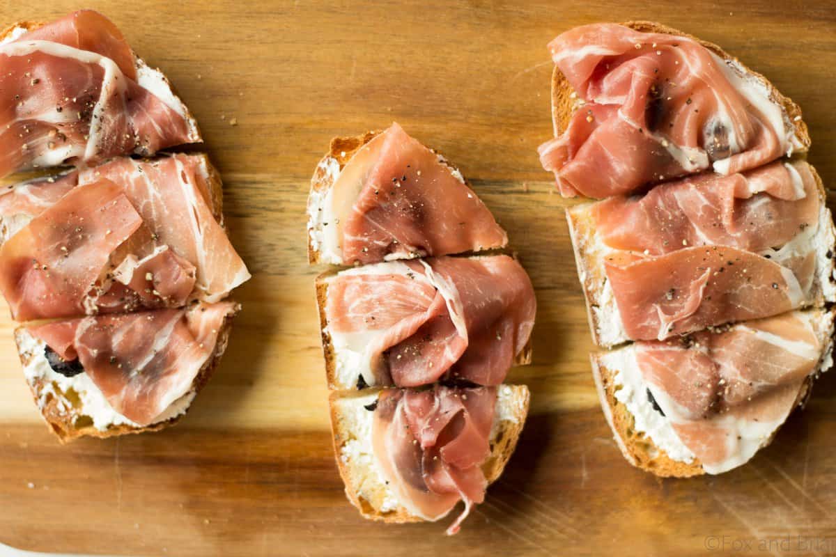 Fig, Goat Cheese and Prosciutto Bruschetta Fox and Briar