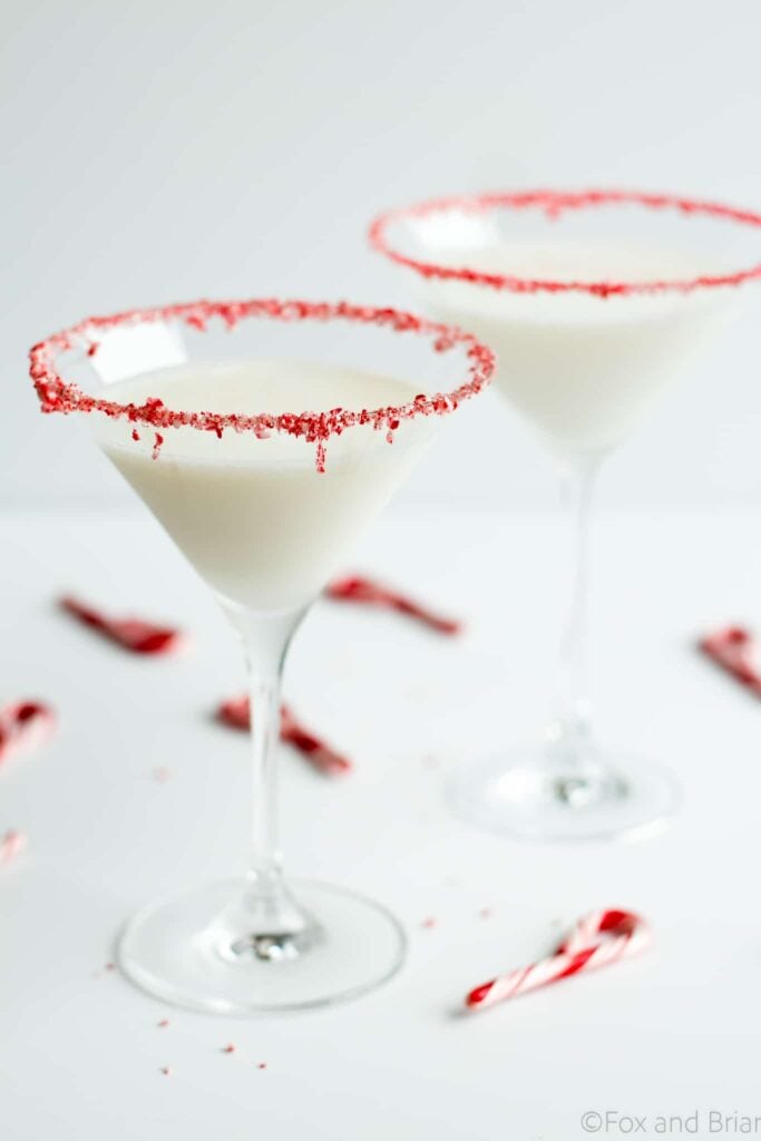 This sweet holiday martini has lots of peppermint and vanilla flavor, just like a peppermint marshmallow!