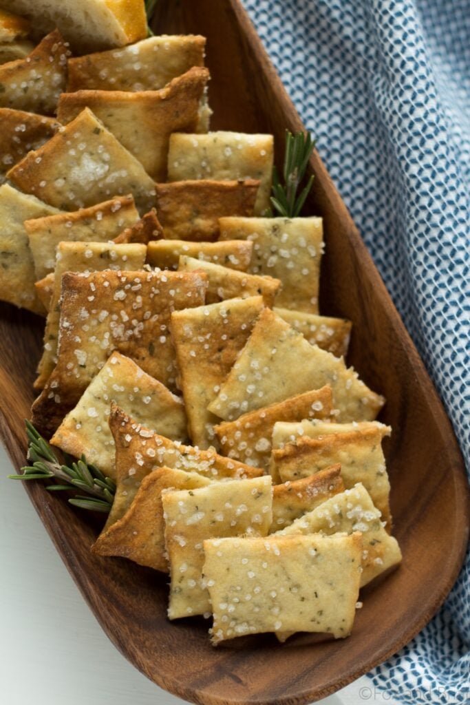 Rosemary Sea Salt Crackers. These easy homemade crackers are the perfect addition to your cheese plate, or just to have on hand for snacking. Also, how to make a killer cheeseplate with ingredients from the regular grocery store!