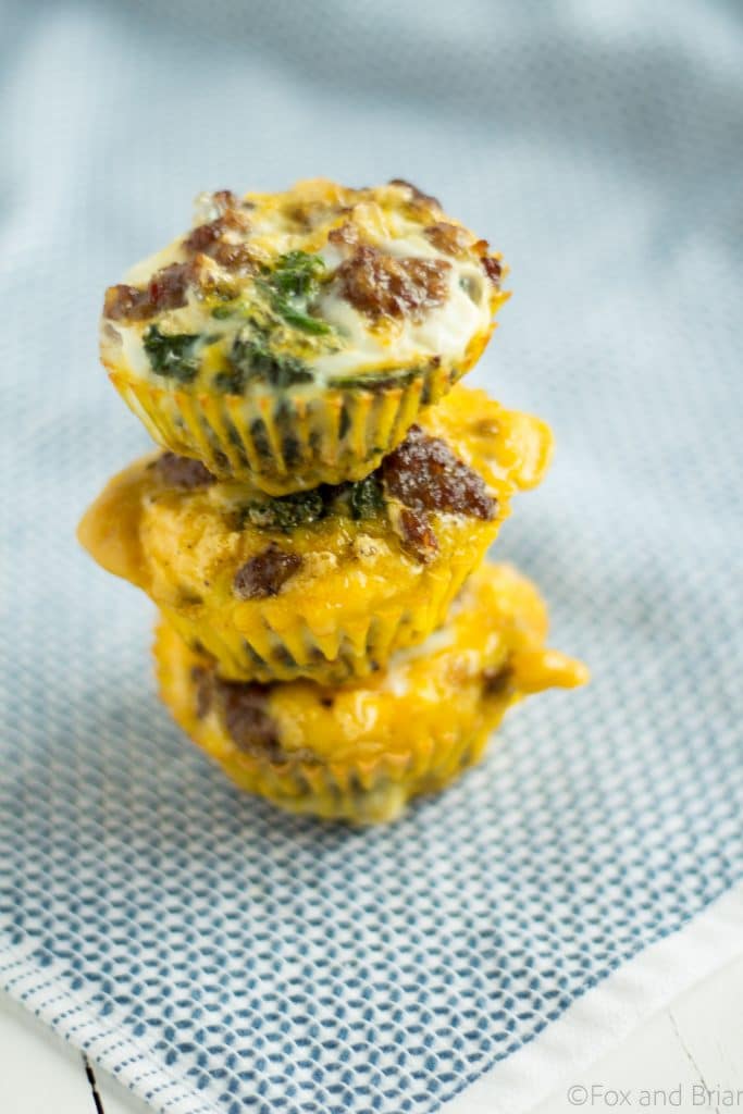 These sausage and egg make ahead muffins are a low carb, grain free, high protein breakfast that you can make ahead and store in the fridge., On busy mornings, just heat them up and have a quick healthy breakfast.