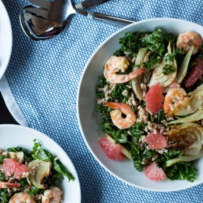 Roasted Shrimp, Fennel and Grapefruit Kale Salad Fox and Briar