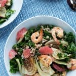This hearty winter salad has roasted fennel and shrimp with the bright flavor of grapefruit, plus farro and kale for a nutritional powerhouse!