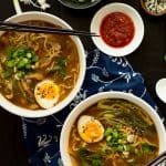 This Easy Chicken Ramen can be made at home in about 30 minutes! A flavorful broth with chicken and noodles, and don't forget the ramen egg!