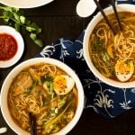 This Easy Chicken Ramen can be made at home in about 30 minutes! A flavorful broth with chicken and noodles, and don't forget the ramen egg!