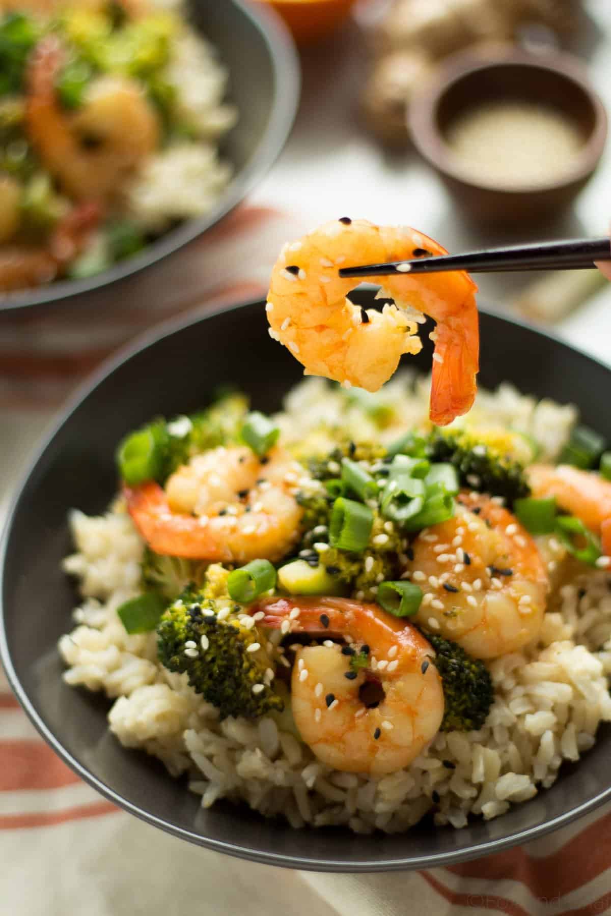 This healthier Orange Sesame Shrimp is a quick and flavorful weeknight dinner!