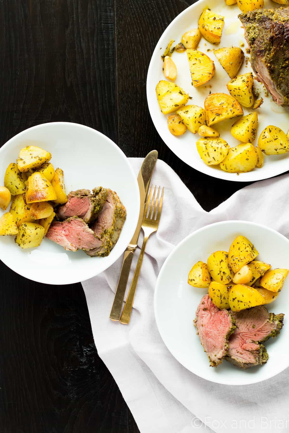 This delicious Fresh Herb boneless Leg of Lamb is smothered in a mixture of fresh herbs and garlic and then roasted to perfection. Perfect for a spring celebration dinner!