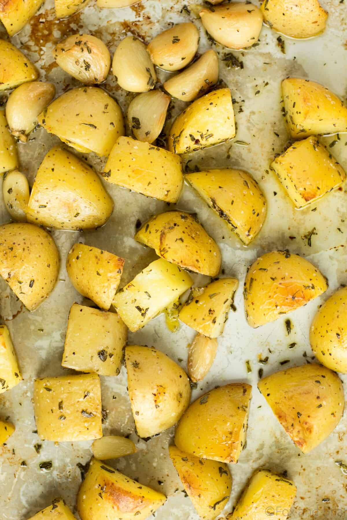 Crispy Roasted Garlic and Rosemary Potatoes Fox and Briar