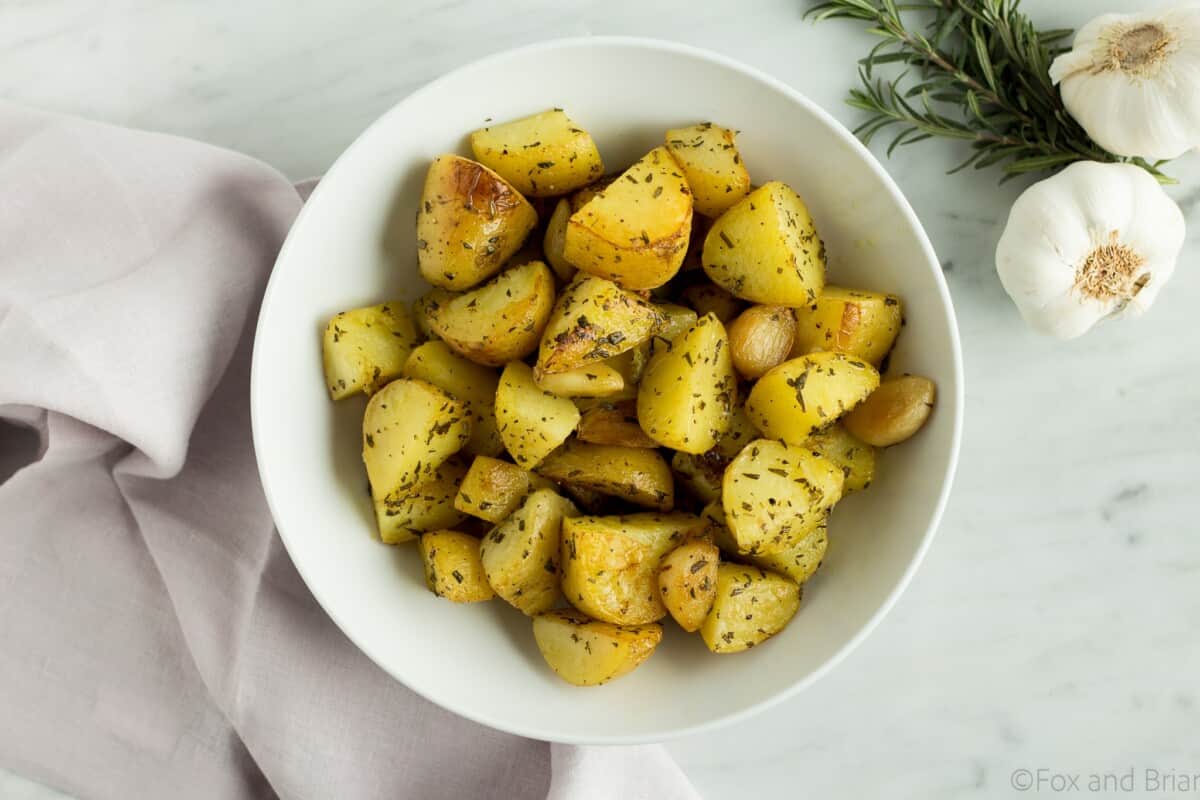 Crispy Roasted Garlic and Rosemary Potatoes Fox and Briar