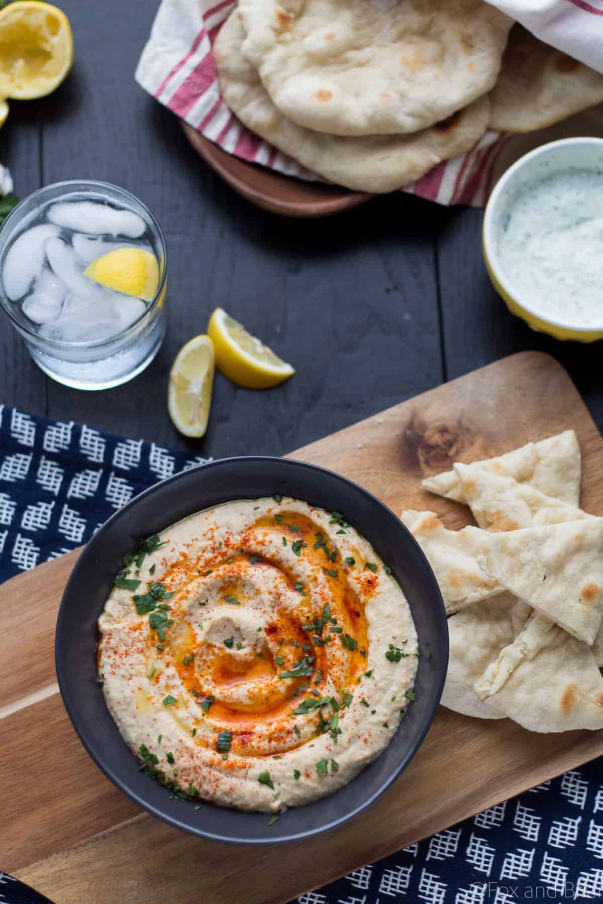 This easy homemade hummus can be made in about 5 minutes and tastes amazing!