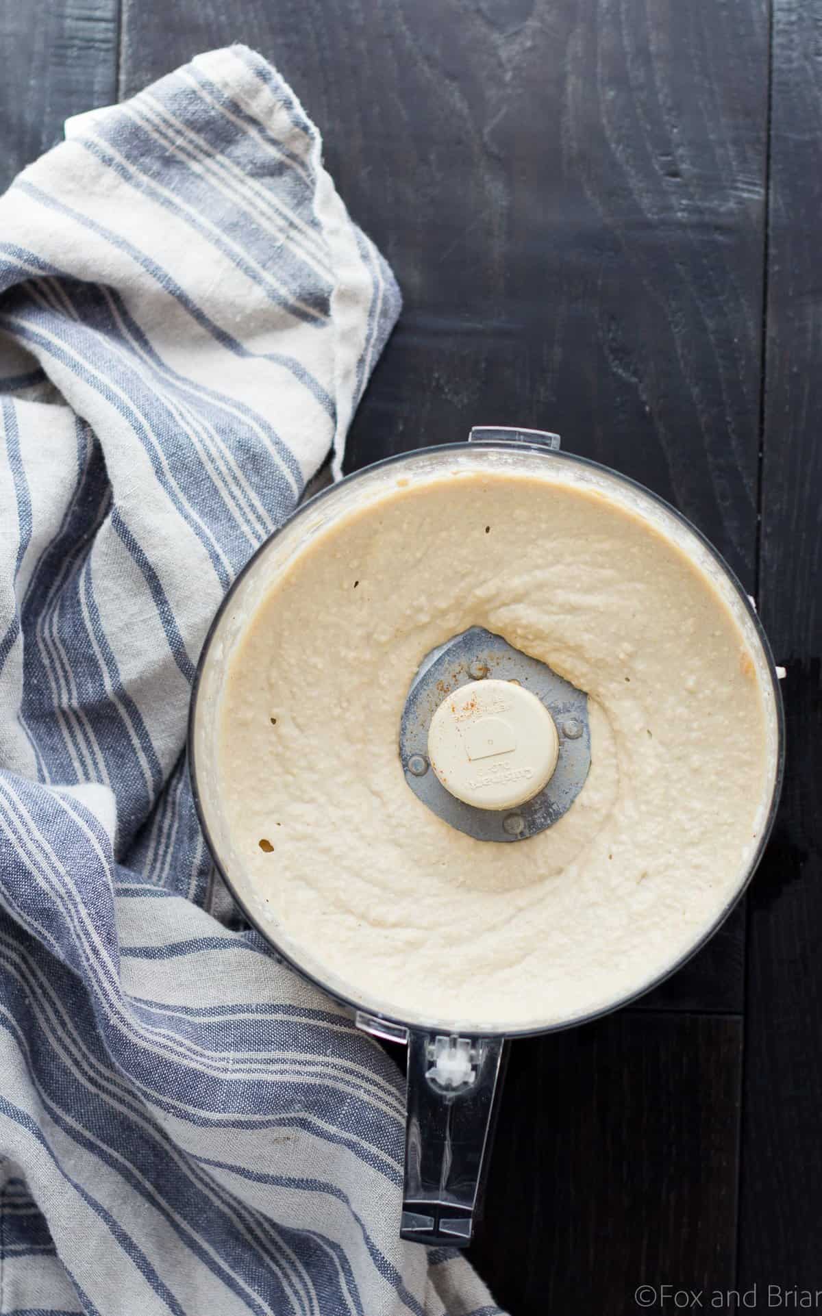 This easy homemade hummus can be made in about 5 minutes and tastes amazing!