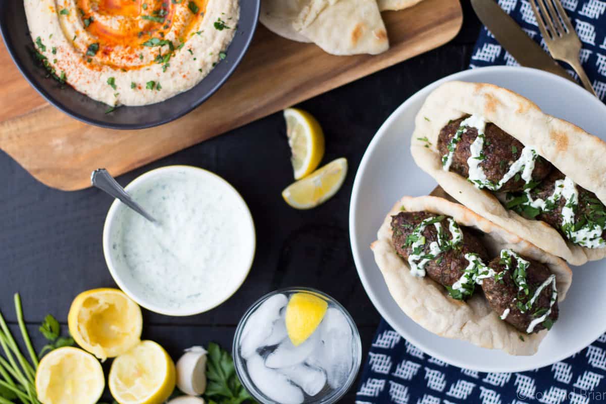 These Grilled Lamb Kofta Kebabs are spiced middle eastern meatballs that you can grill or bake in the oven!