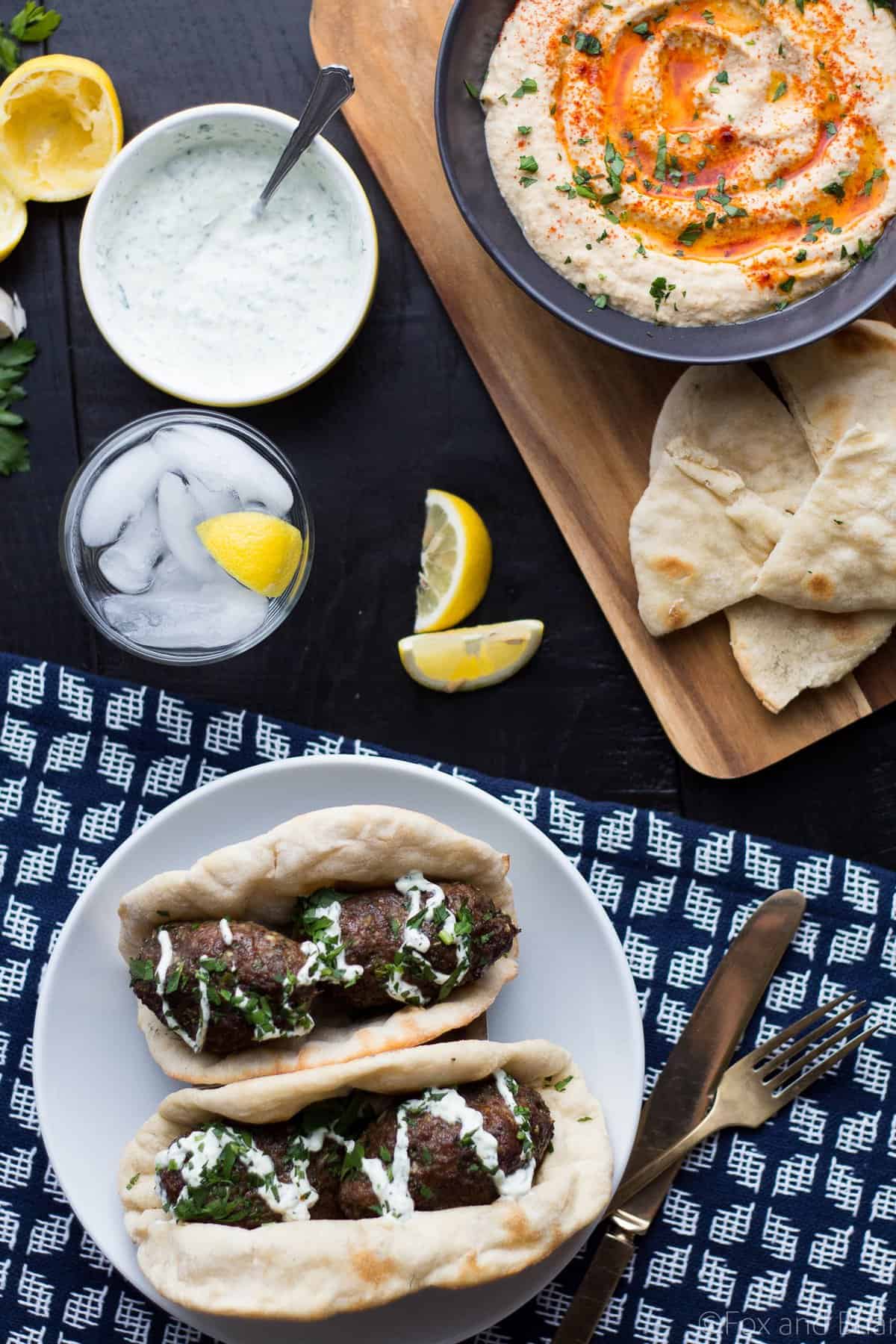 These Grilled Lamb Kofta Kebabs are spiced middle eastern meatballs that you can grill or bake in the oven!