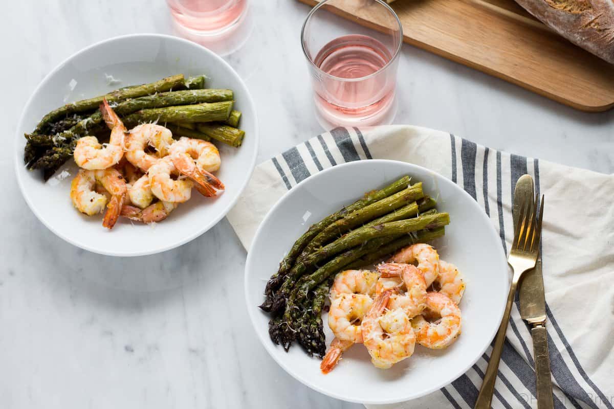 This Roasted Shrimp and Asparagus is a quick one sheet pan meal can be made in about 20 minutes and is tasty and healthy!