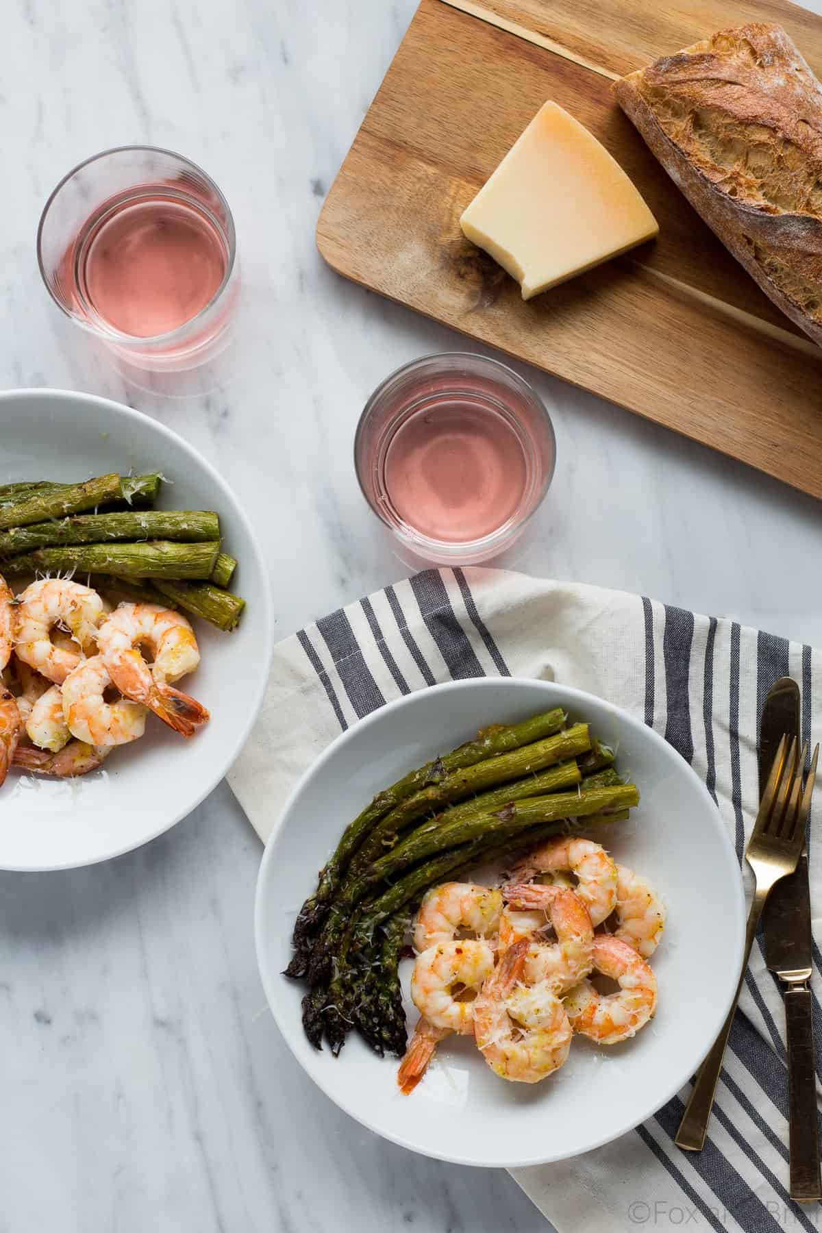 This Roasted Shrimp and Asparagus is a quick one pan sheet meal can be made in about 20 minutes and is tasty and healthy!