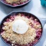 This Strawberry Rhubarb Crisp is easy to make and is the perfect spring dessert!