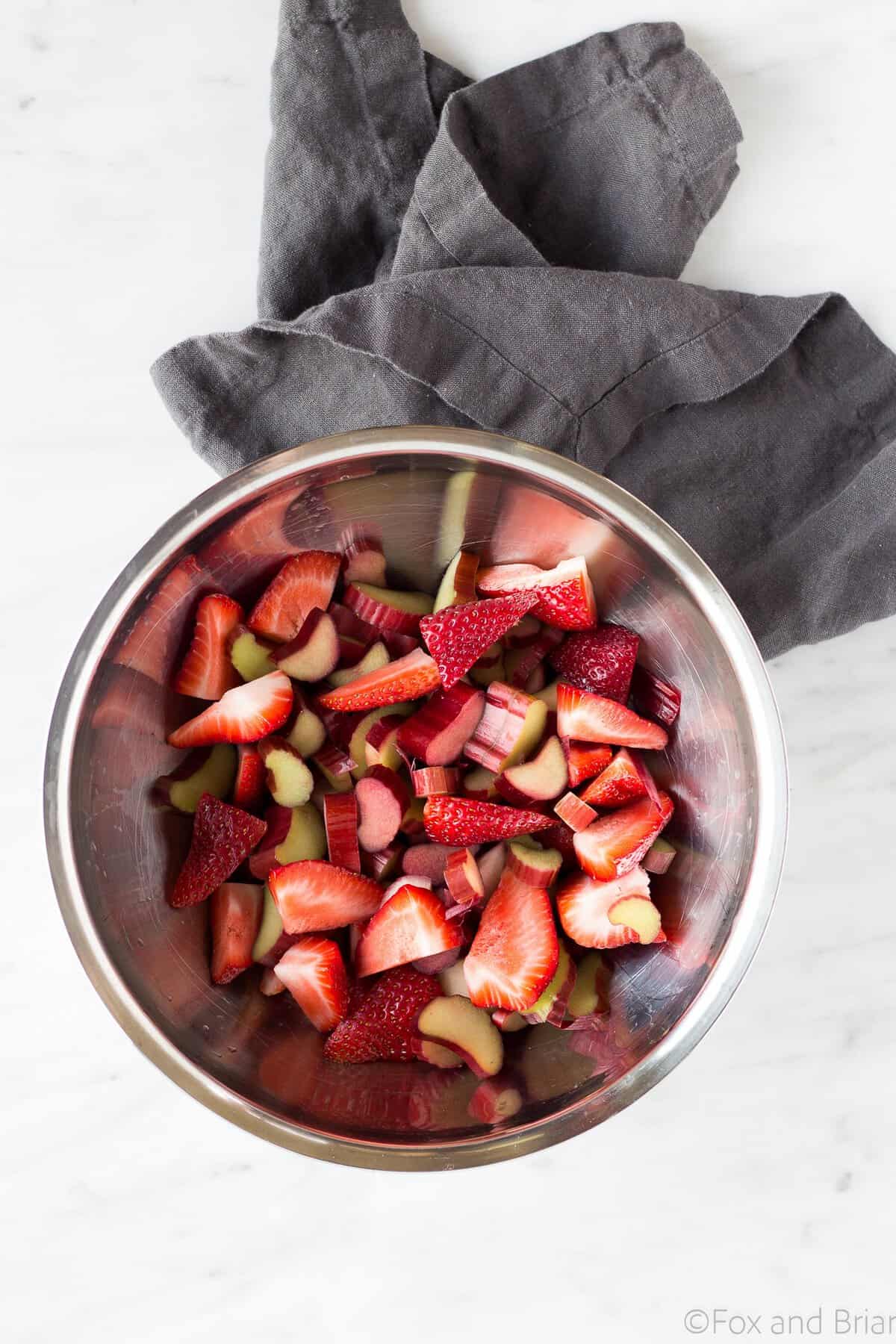 This Strawberry Rhubarb Crisp is easy to make and is the perfect spring dessert!