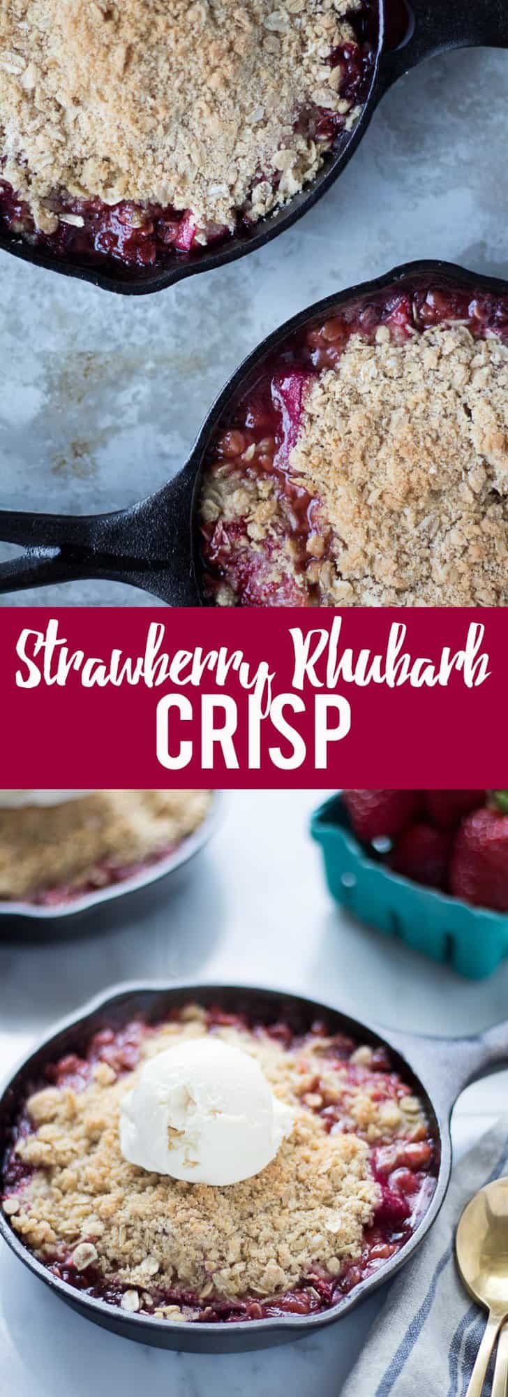 This Strawberry Rhubarb Crisp is easy to make and is the perfect spring dessert!