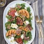 This Grilled Melon Salad with Prosciutto and Burrata is a light dinner perfect for a hot summer day!