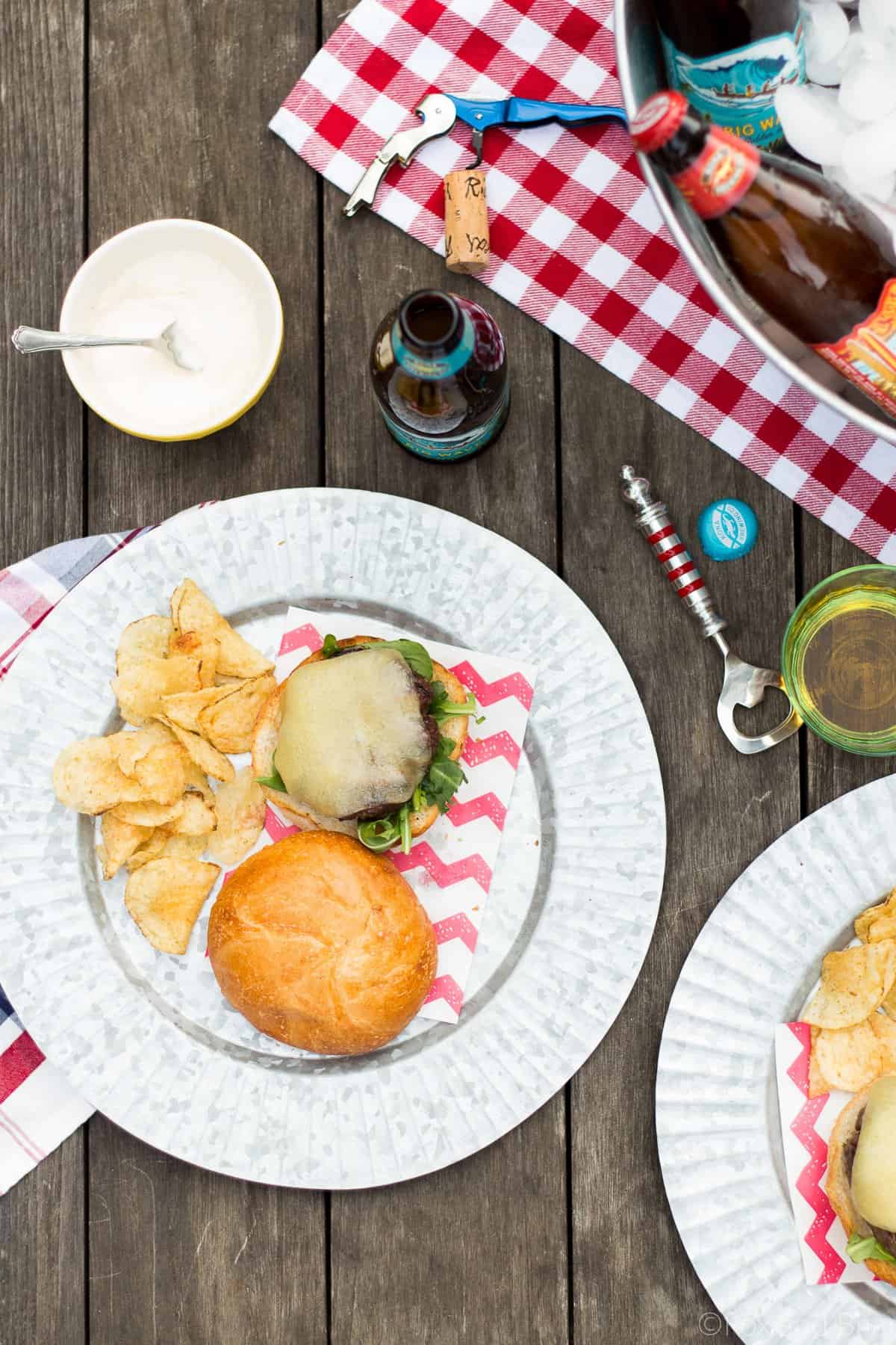 These Shallot White Cheddar Burgers use shallots to flavor the burger, and are topped with white cheddar and a garlic aioli for a flavor bomb gourmet burger!