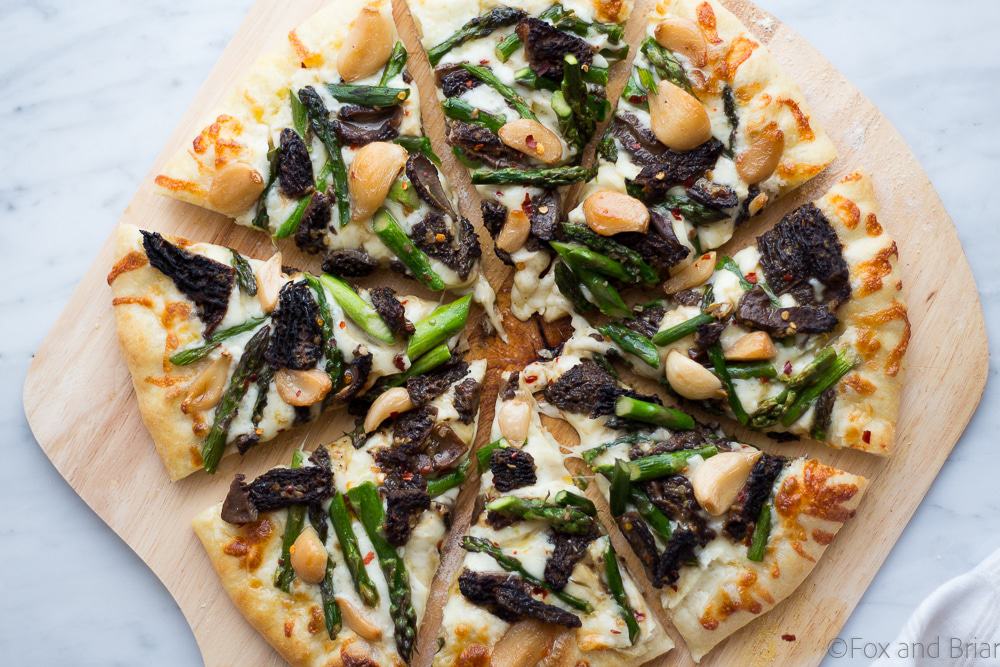 Asparagus and Morel Pizza with Garlic Confit (10 of 12) Fox and Briar