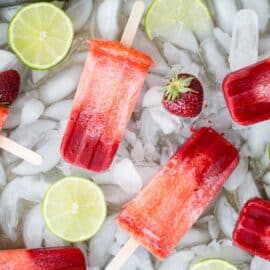 Strawberry lime popsicles