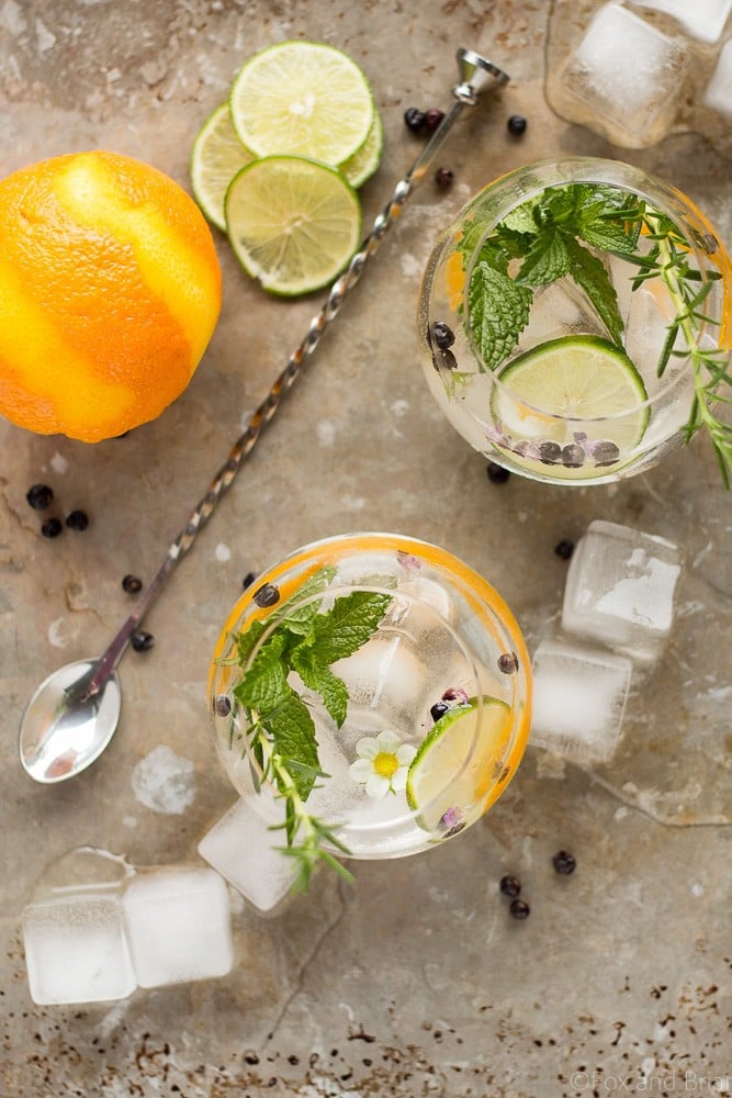 These Spanish Gin Tonics are the perfect refreshing sipper for a hot summer day! Ice cold, filled with aromatics, gin and high quality tonic, they are sure to cool you down!