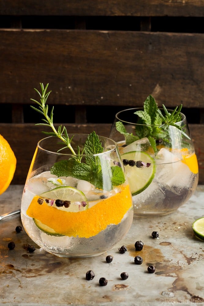 These Spanish Gin Tonics are the perfect refreshing sipper for a hot summer day! Ice cold, filled with aromatics, gin and high quality tonic, they are sure to cool you down!