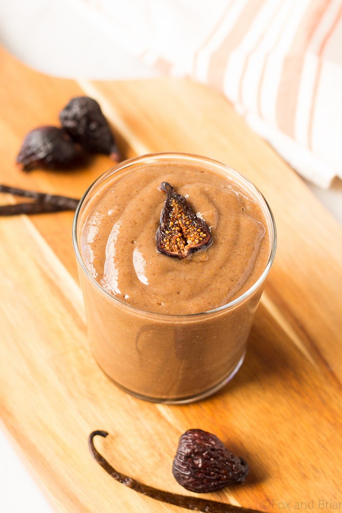 This Spiced Fall Fig Smoothie uses either fresh or dried figs, fall spices and vanilla for a healthy and indulgent fall treat or meal!