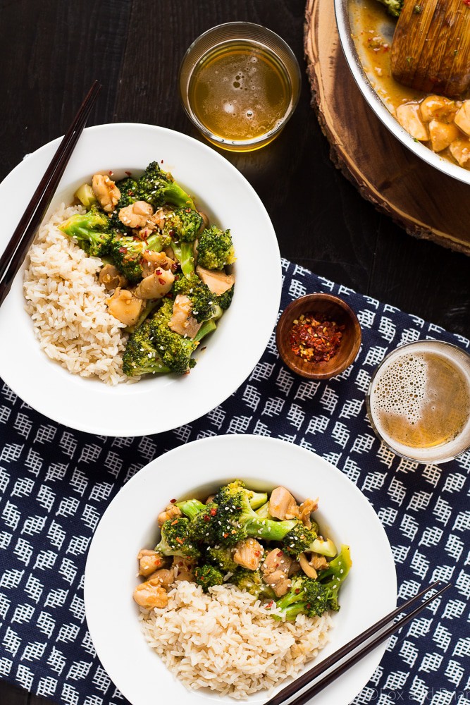 This Healthier One Pan Orange Chicken and Broccoli is a quick and healthy dinner made in about 20 minutes!