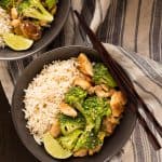 These easy and healthy Peanut Sauce Chicken and Broccoli Bowl only take about 20 minutes to make, and is a dinner the whole family will love! Serve with rice or cauliflower rice for a quick and healthy weeknight dinner!