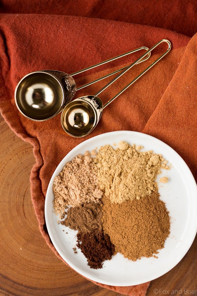 This pumpkin pie spice mix is so easy to make, and so much better than the store bought version! Just five spices will make all your fall baking complete!