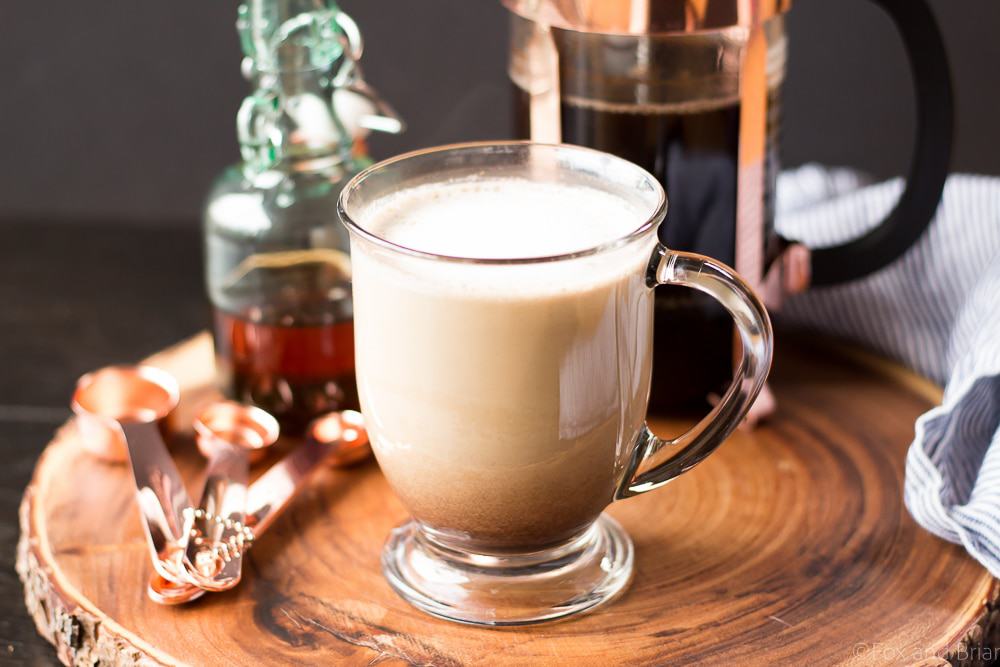 This simple maple latte is easy to make at home with no special equipment! Warm fall flavors of maple and spices will make any morning cozy!