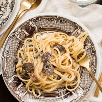 Creamy Bacon Mushroom Pasta - Fox and Briar