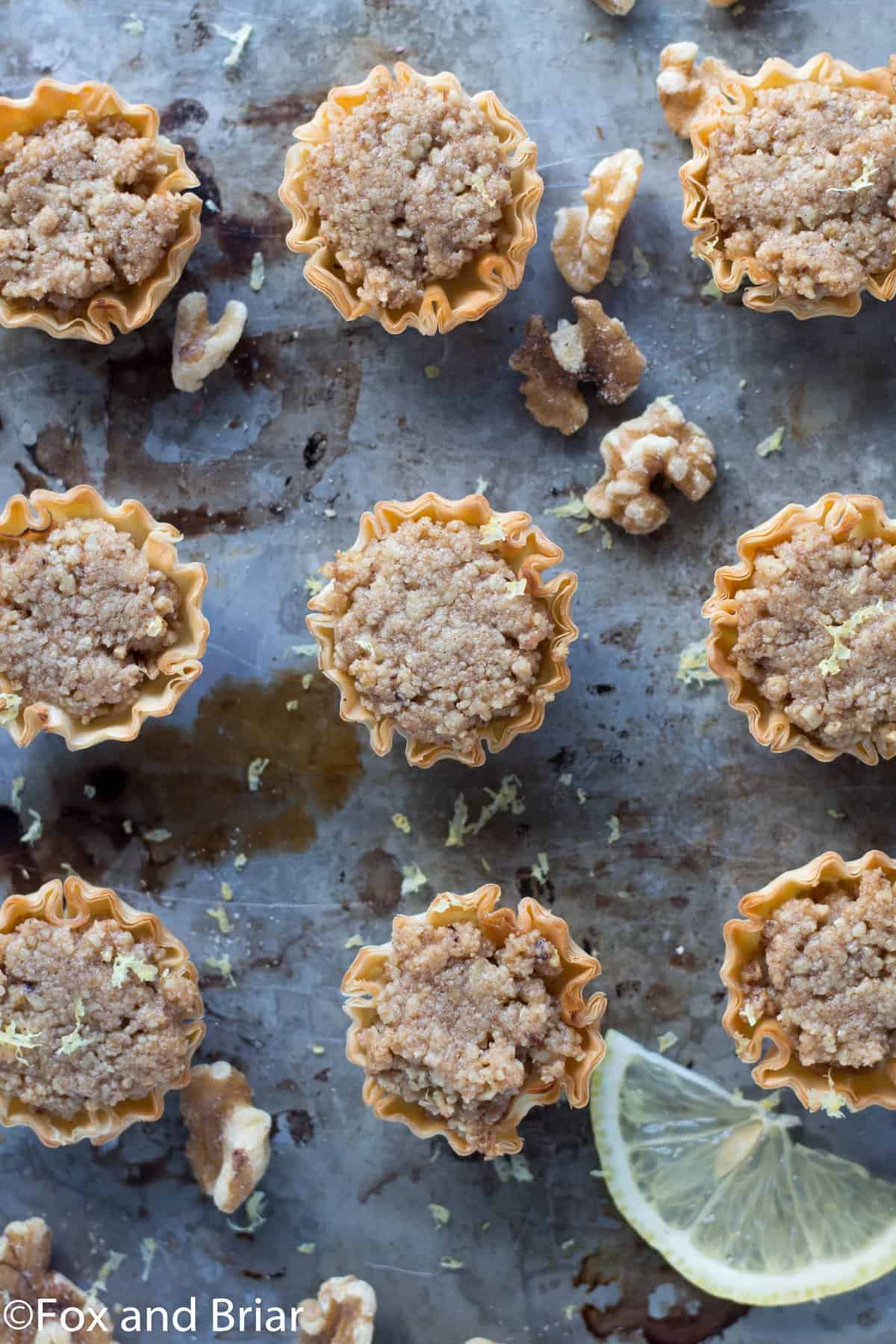 These Mini Baklava Cups are a cute, bite sized dessert with all the flavors of baklava - but without all the work! Only a few ingredients and 20 minutes will give you these perfect mini desserts!